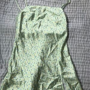 Princess Polly After Thought slip dress green floral satin